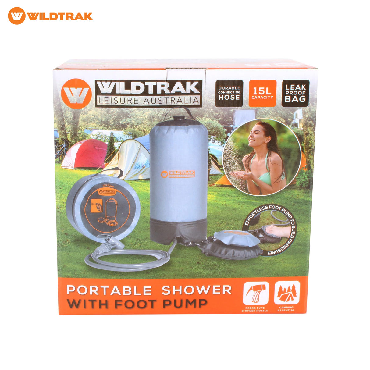 undefined Wildtrak 15L Portable Shower with Foot Pump and Storage Bag undefined - Image 4