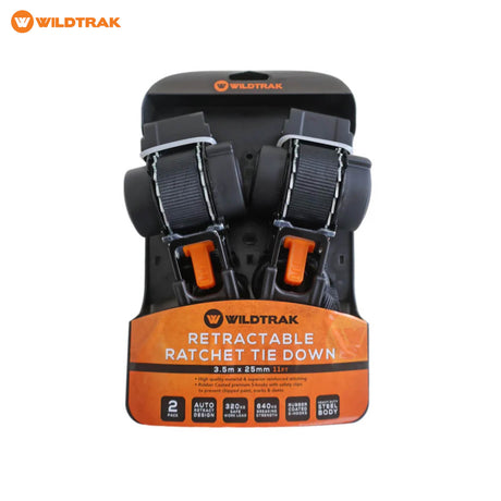 undefined Wildtrak 2Pk Heavy-duty Retractable Ratchet Tie Down Strap 3.5m x 25mm undefined - Image 6