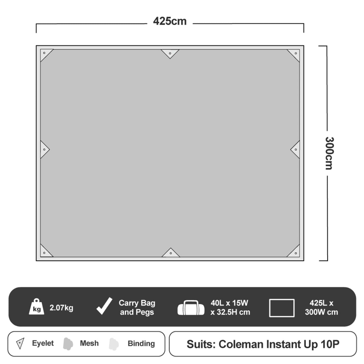 Mesh Ground Sheet for Instant Up 10 Person Gold Tent