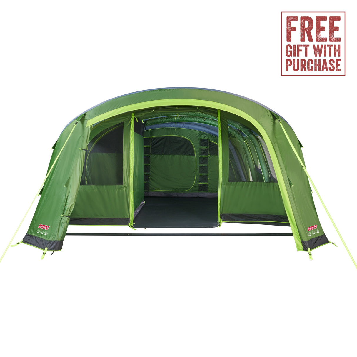 COLEMAN Weathermaster 8XL Air Tent With Free 2.4m Lighted Gazebo and Ground Sheet (Save $619.98!) Green - Image 2