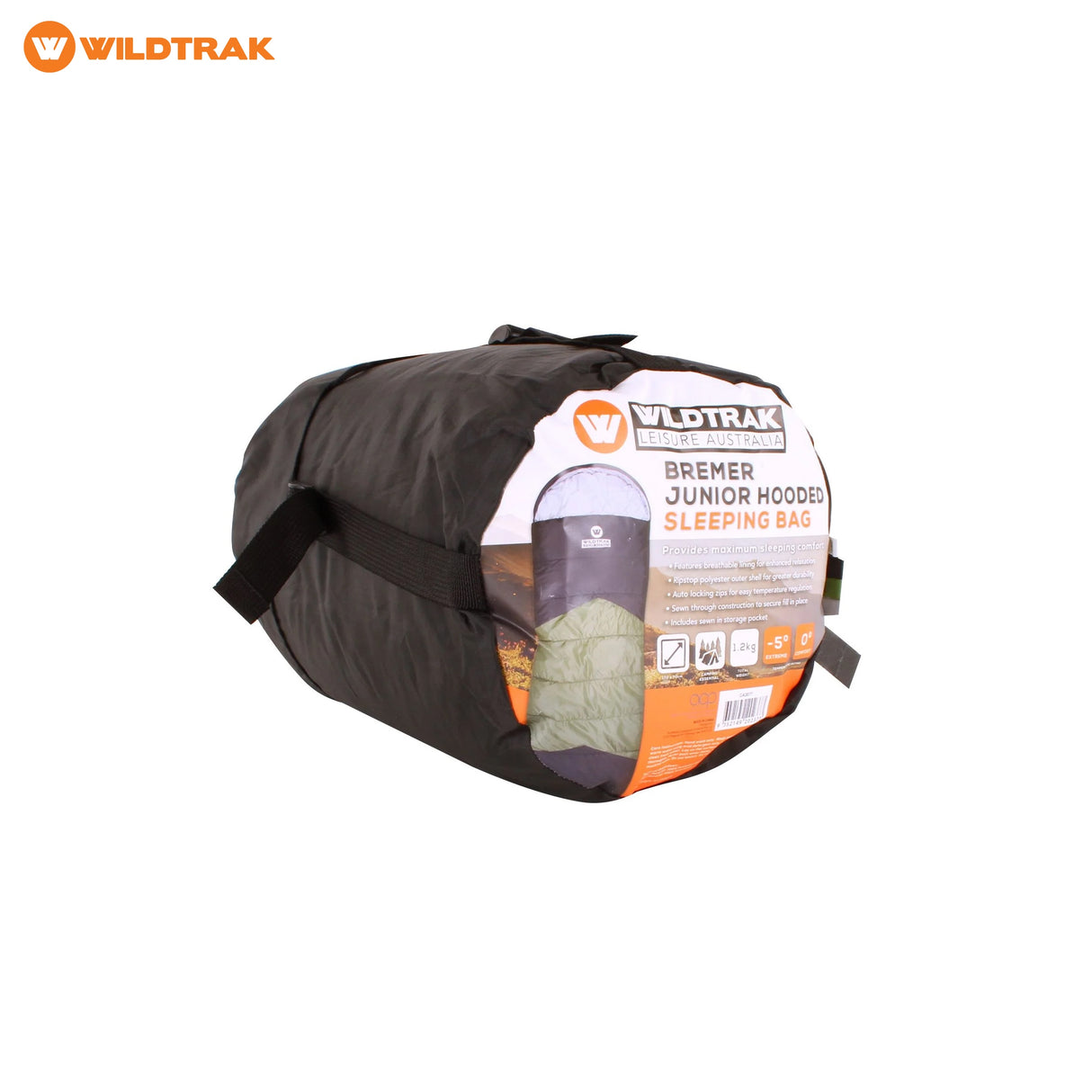 WILDTRAK Wildtrak Bremer Junior Hooded Sleeping Bag 0-5°C (170 x 62cm) Green - Image 3