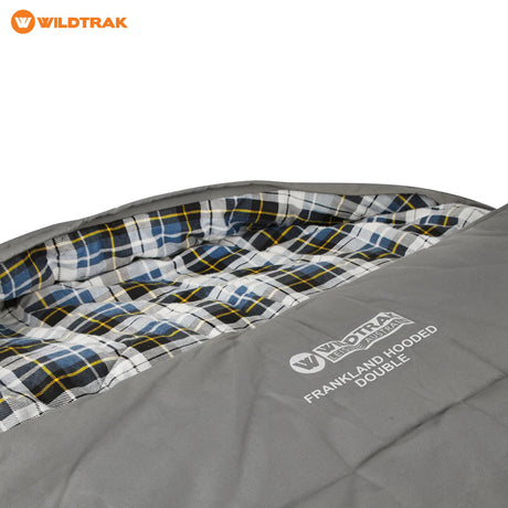 WILDTRAK Wildtrak Frankland Hooded Double Sleeping Bag -2 to -7°C (120 x 230cm) Grey - Image 3